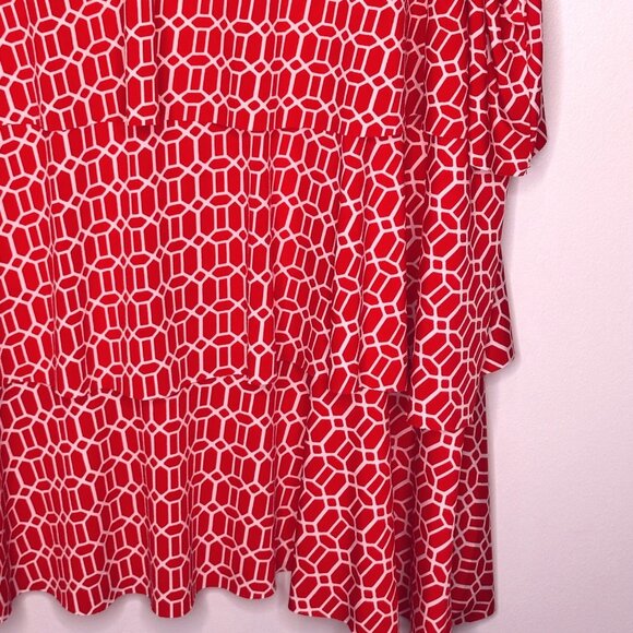 Susan Graver Pink White Geometric Sleeveless Tunic Top Womens 2X Tiered Comfort - Picture 4 of 8